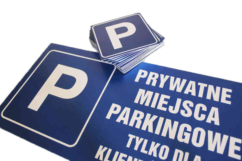 Tablica PCV 40/60 z symbolem P do parkingu, niebieska z białymi literami