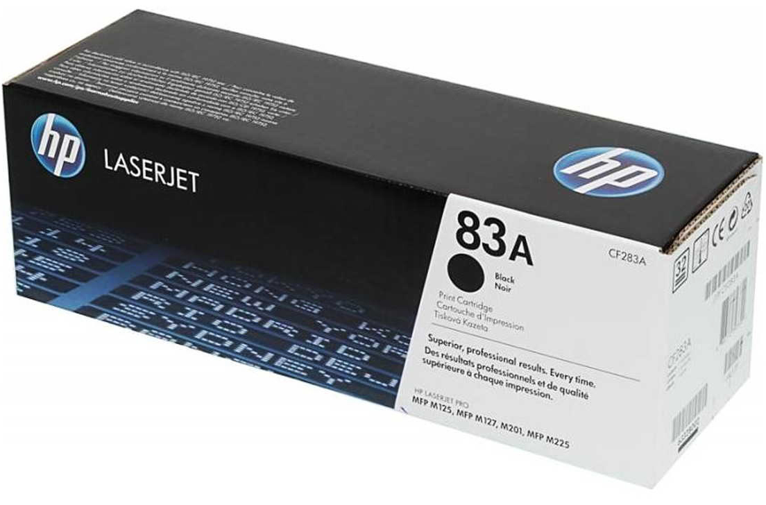 Toner HP 83A CF283AD czarny oryginał LaserJet w pudełku producenta.