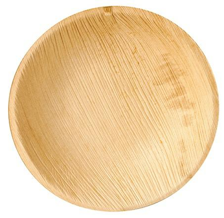Talerz okrągły z liścia palmowego 18cm, naturalny kolor, opakowanie 25 sztuk