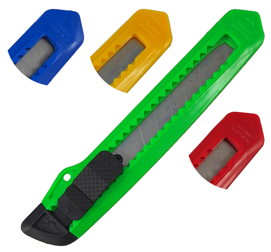 Wysuwane 7- częściowe ostrze z możliwością odłamywania stępionych części. Wykonany z tworzywa sztucznego. Posiada blokadę unieruchamiającą ostrze. Idealnie dopasowuje się do dłoni. Przydatny w każdym garażu.