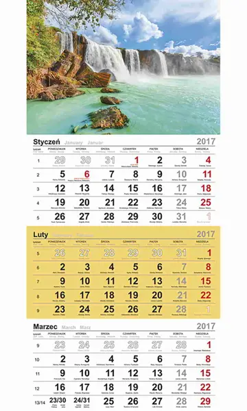 Kalendarz ścienny trójdzielnyT-106T