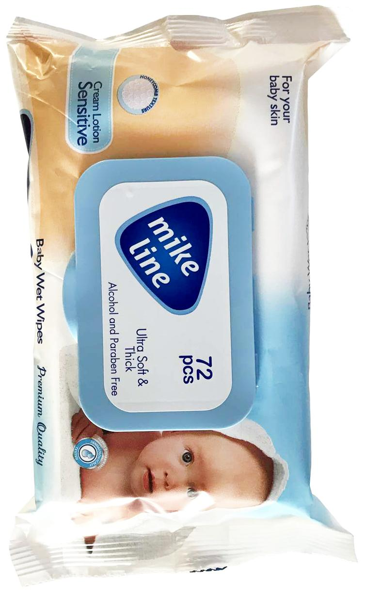 Chusteczki nawilżane MIKE LINE 72szt Chusteczki nawilżane MIKE LINE 72 sztuki Ultra Soft Thick bez alkoholu do pielęgnacji skóry niemowląt