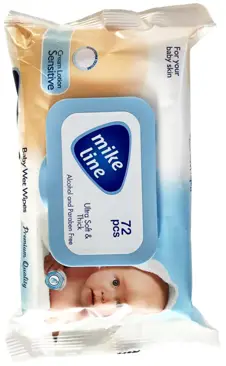 Chusteczki nawilżane MIKE LINE 72szt Chusteczki nawilżane MIKE LINE 72 sztuki Ultra Soft Thick bez alkoholu do pielęgnacji skóry niemowląt
