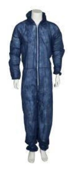 Kombinezon ochronny, jednorazowy z włókniny.
Stanowi szczelne zabezpieczenie przed: czynnikami mechanicznymi, mikroorganizmami,  środkami czyszczącymi słabego działania.
Rozmiar: XL.