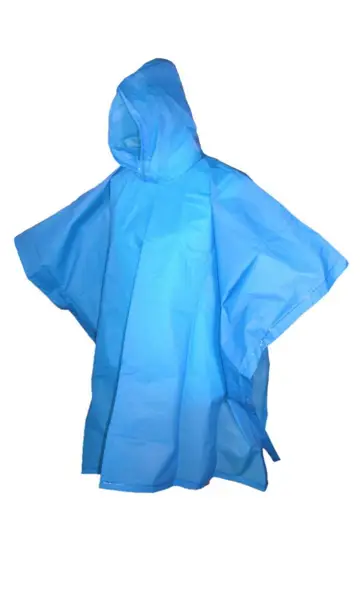 Przeciwdeszczowy płaszcz z kapturem ponczo. Wykonane z polietylenu.

Wymiary: 203x127cm.