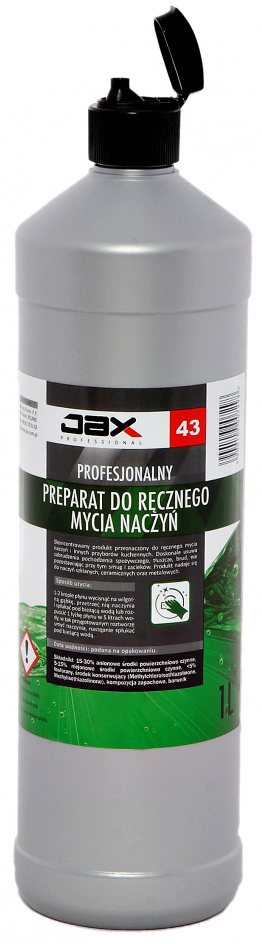 JAX płyn do ręcznego mycia naczyń 1L Professional preparat z zieloną etykietą