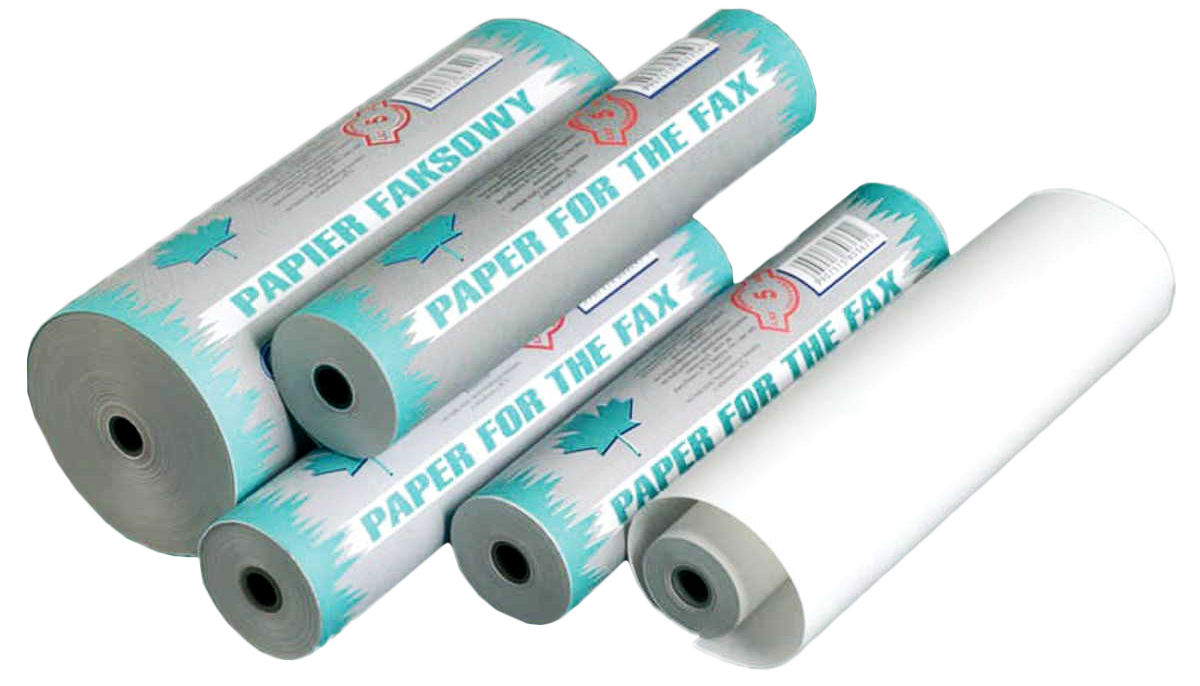 Rolka fax 216/30 mm papier termoczuły do faksu biały i turkusowy