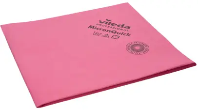 Ścierka Vileda r-MicronQuick Czerwona Ścierka Vileda r-MicronQuick różowa na białym tle, widok z perspektywy.