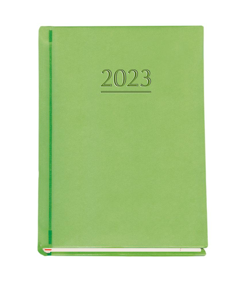 Kalendarz terminarz OLA A6 format 2023 zielony z elastyczną wstążką