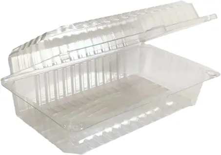 Prostokątny pojemnik wykonany z przeźroczystego tworzywa, idealny do transportu, przechowywania owoców itp. Dzięki zamykanej pokrywce zawartość jest lepiej chroniona przed uszkodzeniami, dłużej zachowuje świeżość. Opakowanie zawiera: 100 szt. Długość p...