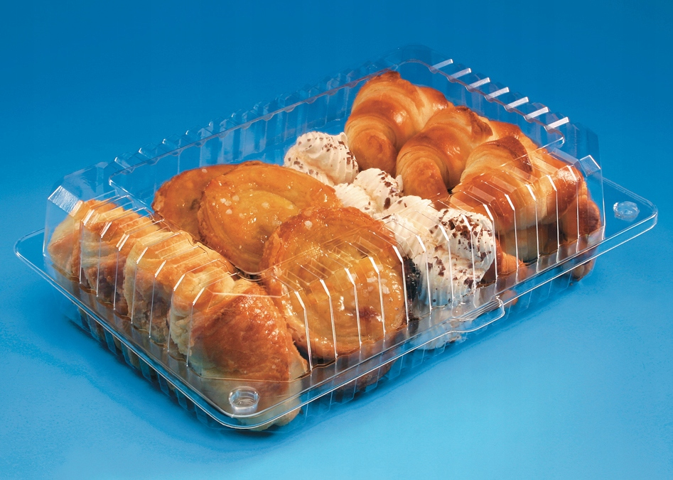 Pojemnik cukierniczy PET K-47 transparentny prostokątny 1400ml z zamykaną pokrywką