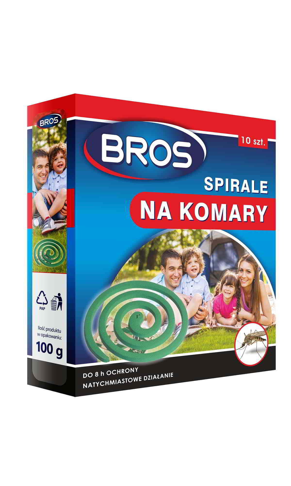 BROS spirala na komary 10szt/100g Spirala owadobójcza do zwalczania komarów i meszek na terenach otwartych. Stworzona na bazie ekstraktu pyretrum - substancji owadobójczej pochodzenia roślinnego, pozyskiwanej z kwiatów złocienia.
Jedna spirala działa aż do 6h.