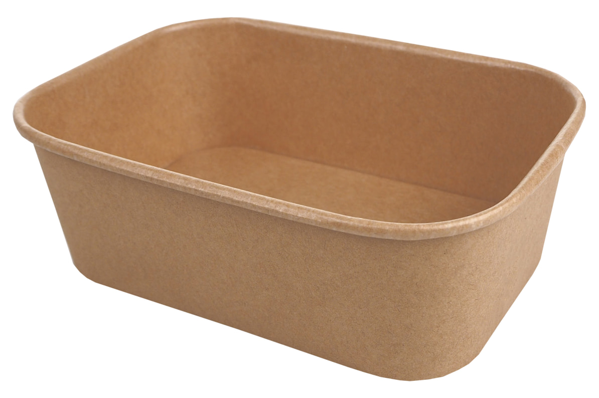 Miska papierowa Kraft prostokątna 800ml w kolorze brązowym, pojemność gastronomiczna do żywności.