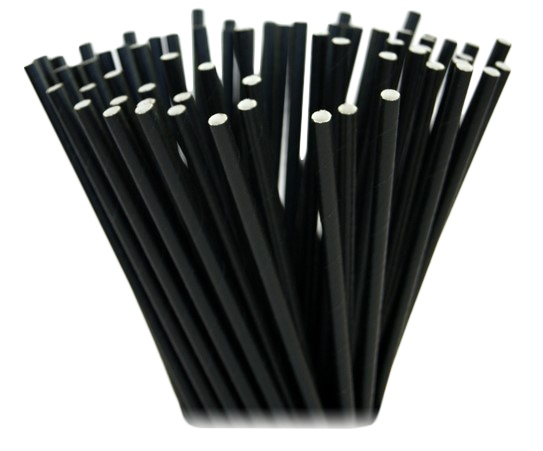 Słomki papierowe 8mm x 150mm czarne krótkie, 100 sztuk w opakowaniu