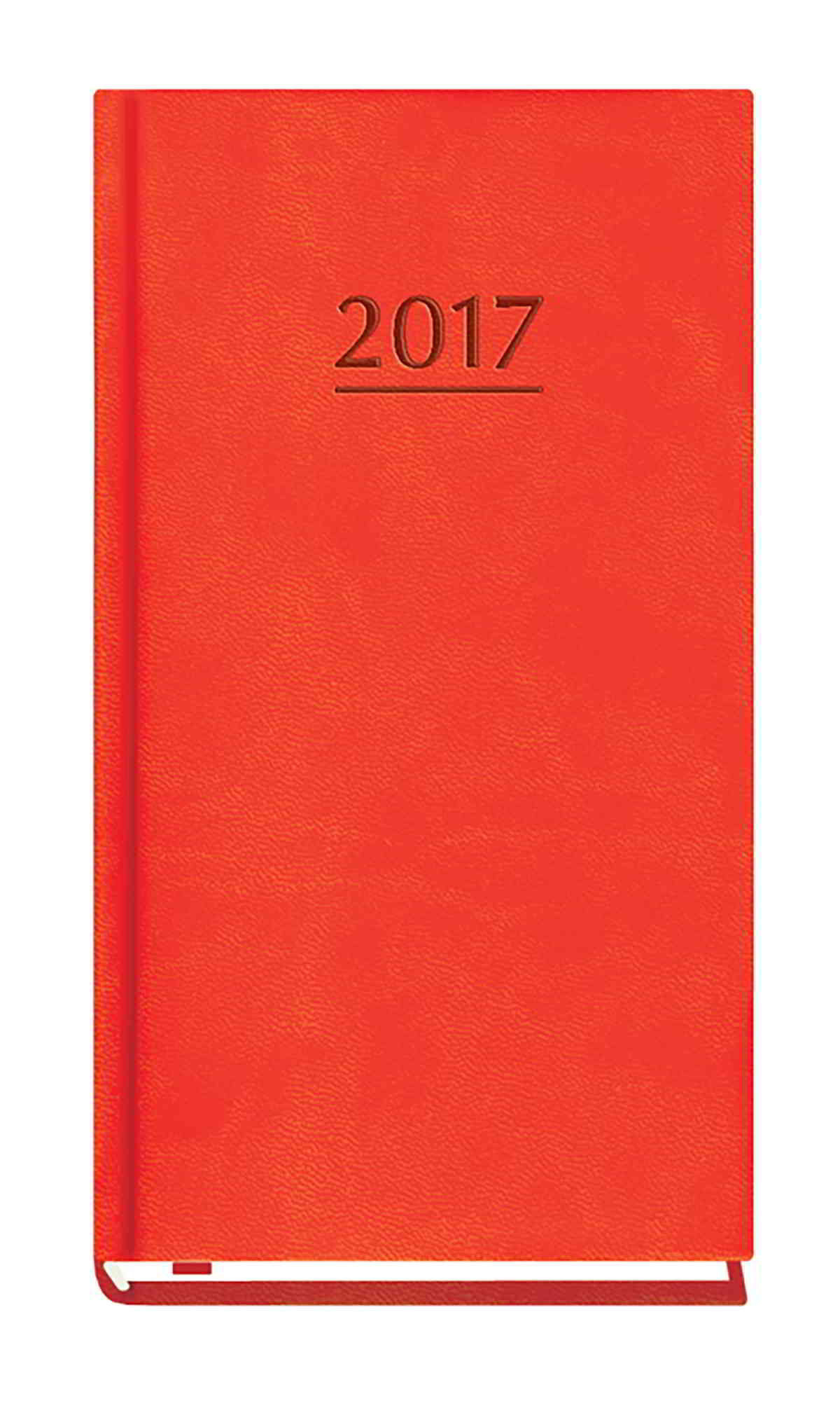 Kalendarz terminarz kieszonkowy 2017 czerwony z tasiemką do zaznaczania.