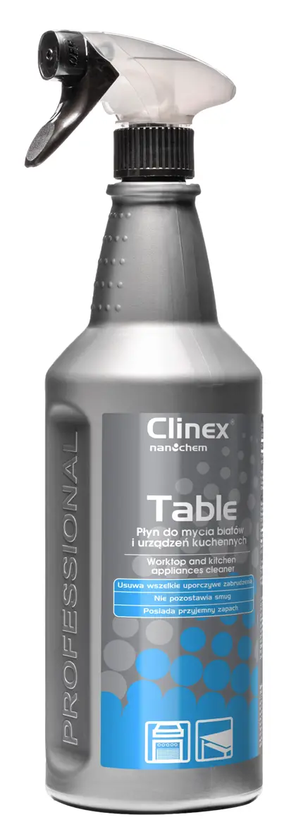CLINEX Table 1LMycie blatów kuchennych Uniwersalny płyn czyszczący, przeznaczony do usuwania wszelkiego rodzaju uporczywych zabrudzeń z wszelkich urządzeń kuchennych i blatów.
*Doskonale nadaje się do mycia gruntownego jak równieź do codziennego utrzymania czystości
*Dzięki zawart...