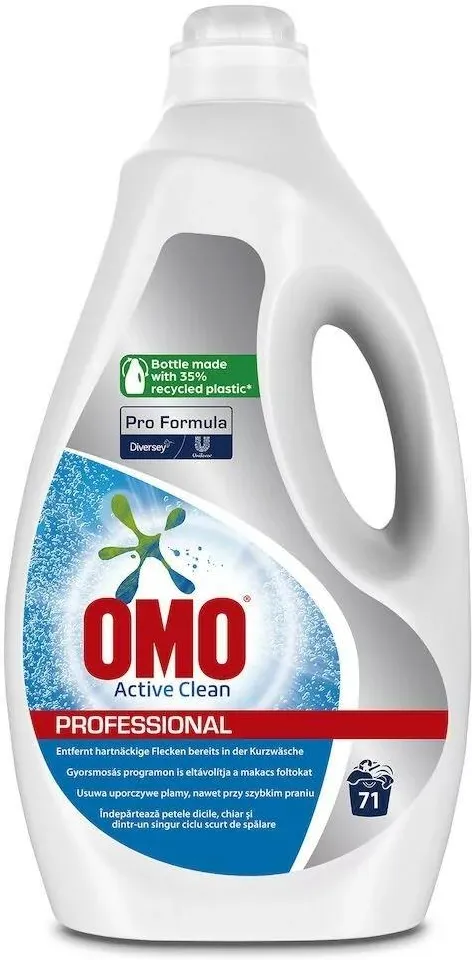 Żel do prania OMO Active Clean Professional 5L w białej butelce z zielonym logo