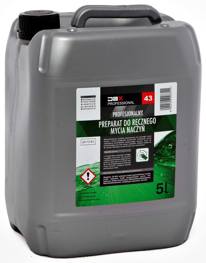 Wysoce skoncentrowany produkt przeznaczony do ręcznego mycia wszystkich rodzajów naczyń i innych przyborów kuchennych. Usuwa zabrudzenia pochodzenia spożywczego, tłuszcze i brud, nie pozostawiając przy tym smug i zacieków. Zawiera fosforany, które redu...