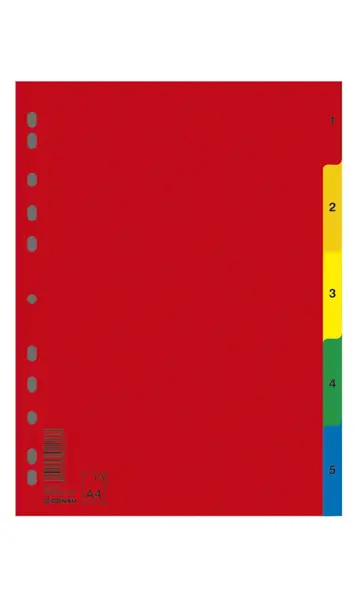 Przekładka A4 czerwona numeryczna 1-5