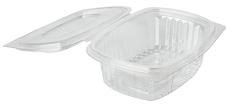 Pojemnik PET owalny 250ml z przezroczystą pokrywką, wymiary 10,6 x 13,3 x 4,3 cm