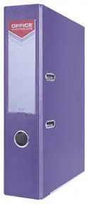 Segregator A4 70 mm matowy fioletowy Office Products z dwoma mechanizmami i etykietą grzbietową.