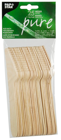 Nóż DREWNIANY 16,5cm 25szt Drewniane noże stanowią uzupełnienie oferty naczyń ekologicznych, stanowią równieź świetną alternatywę dla sztućców plastikowych. Są wytrzymałe na wysokie temperatury. Wykonane z drewna, biodegradowalne i kompostowalne, dopuszczone do kontaktu z żywnoś...