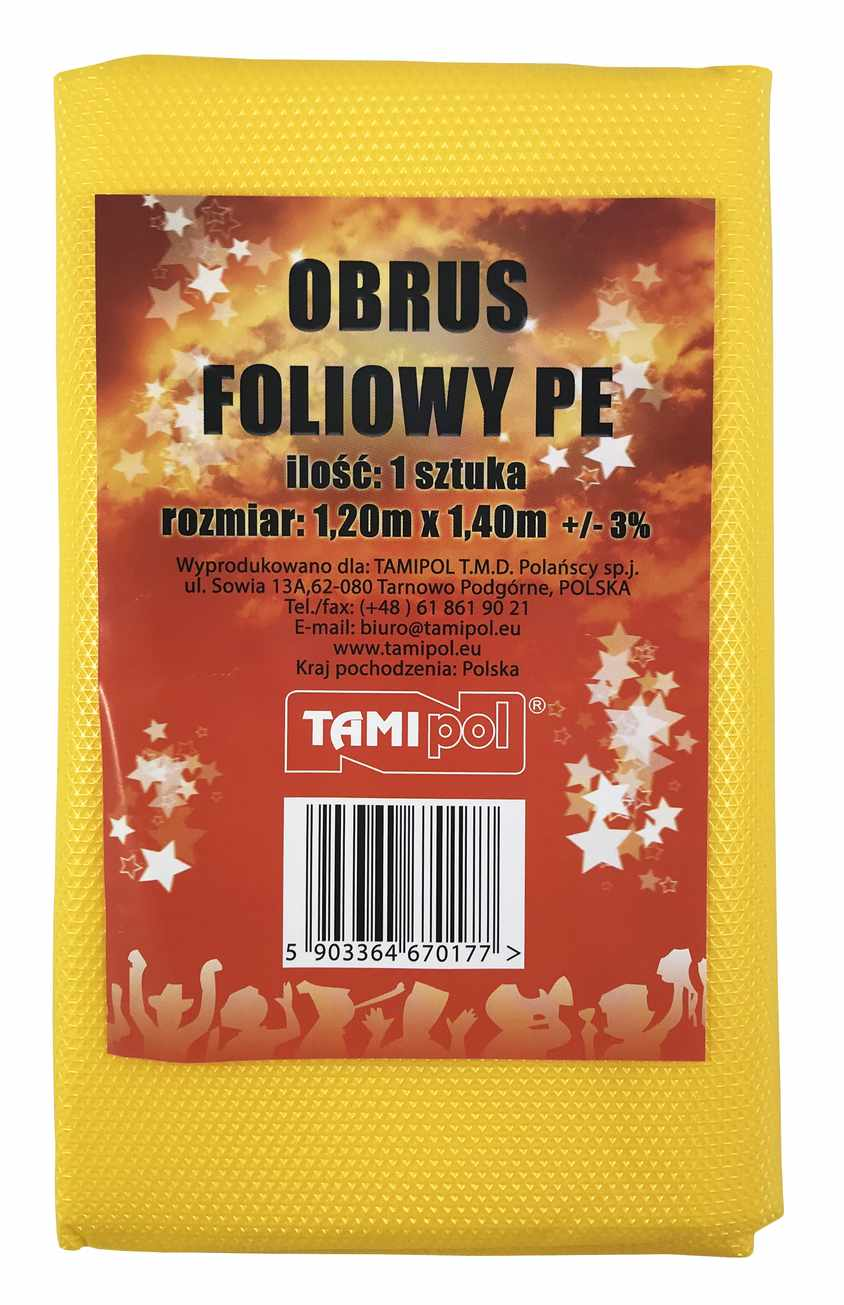 Obrus foliowy 120/140  ŻÓŁTY