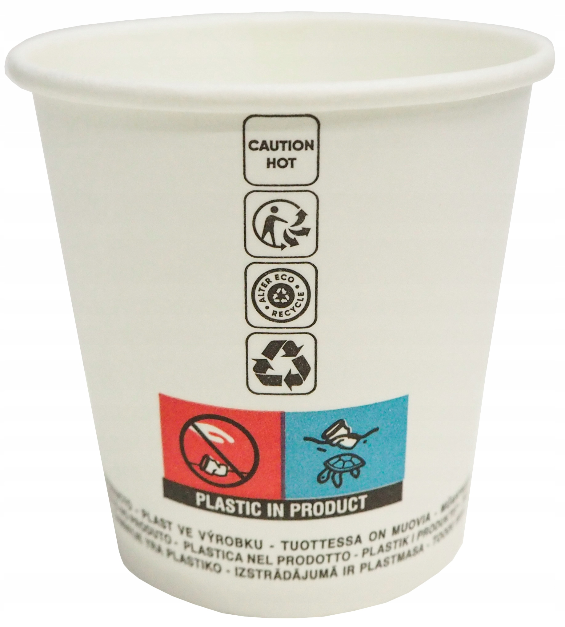 Kubek papierowy 100ml biały, średnica 64mm, pojemność do napojów gorących i zimnych, opakowanie 50 sztuk.