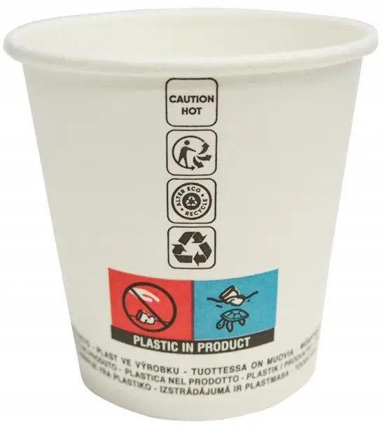 Kubek papierowy 100ml biały, średnica 64mm, pojemność do napojów gorących i zimnych, opakowanie 50 sztuk.