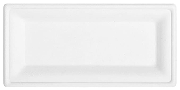 Talerz prostokątny z trzciny cukrowej biały 26x13 cm