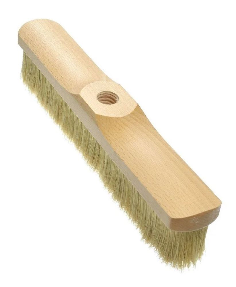 Szczotka zamiatacz drewniana 50 cm z naturalnym włosiem i gwintem do kija