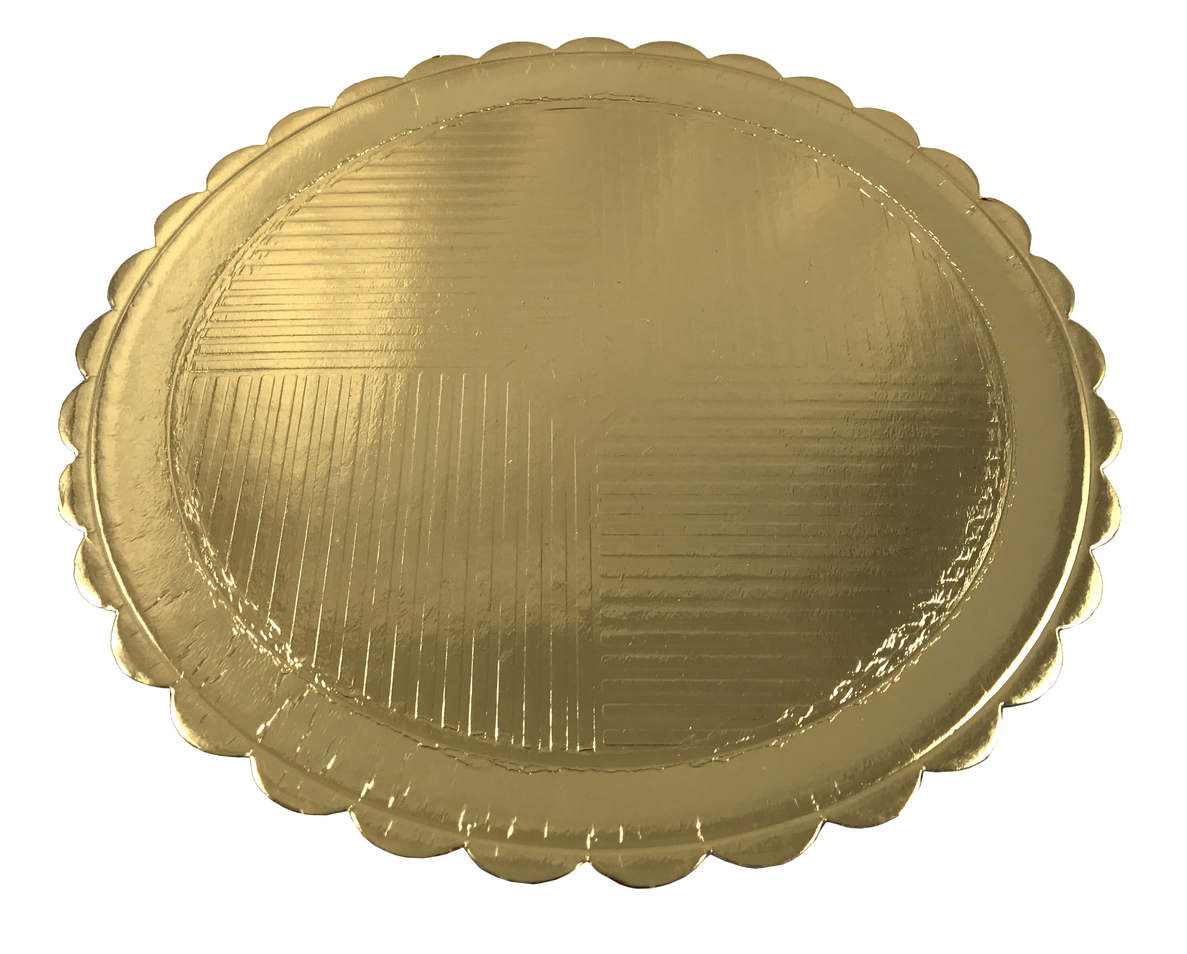 Podkładka ZŁOTA fi 28cm 1szt 2000g Podkładka tortowa złota okrągła karbowana fi 28cm, sztywna tektura z foliowaniem, 1 sztuka.
