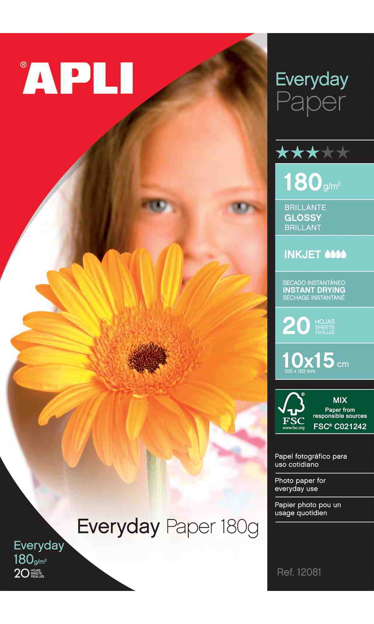 Błyszczący papier fotograficzny, spacjalna powłoka zapewnia idealne wydruki fotograficzne w naturalnych kolorach. Posiada gładką i lśniącą powierzchnię. Szybkoschnący i wodoodporny. Gramatura: 230g.  Format: A4. Opakowanie zawiera 20 arkuszy.

