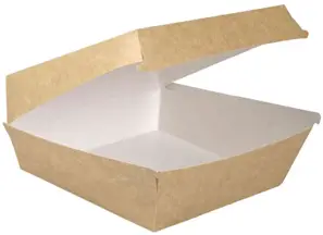 Pudełko papier. Burger zamykane 1 szt 15/15/8 cm jasny brąz / kraft