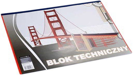 Blok techniczny A3 biały SDM, kartonowe opakowanie z grafiką mostu Golden Gate