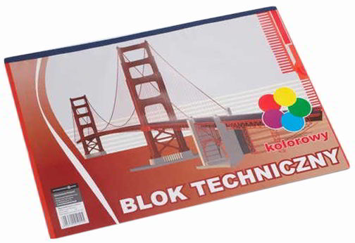 Blok techniczny A3 kolorowy z 20 kartkami w opakowaniu, desing z mostem Golden Gate