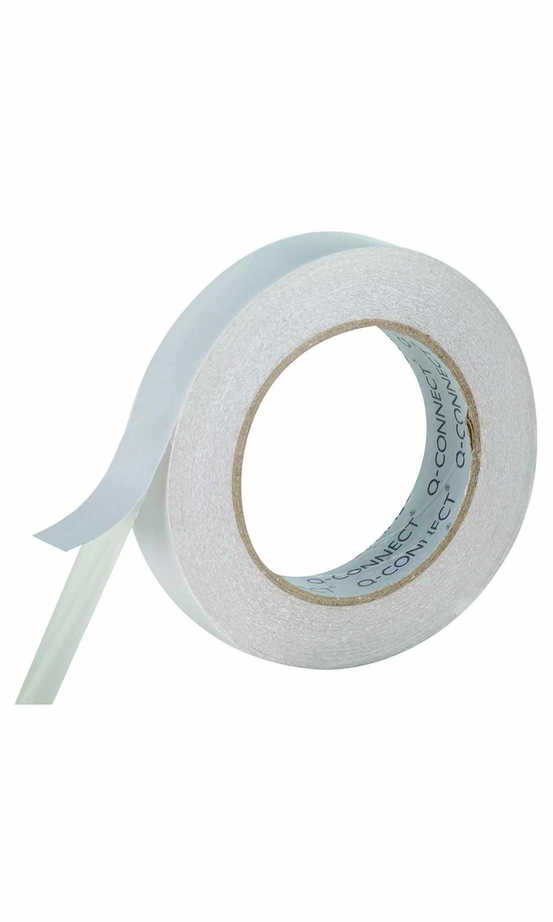 Taśma dwustronna montażowa 19mm x 2,5m na piance, biała, rozwinięta z rolki.