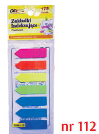 Plastikowe zakładki indeksujące, wymiary: 12mm x 45mm. Ilość kartek (175 7x25). Mix 7 kolorów.