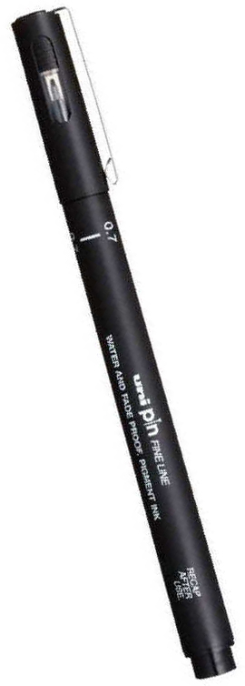 Cienkopis Kreślarski Uni- Pin -200 Profesjonalny cienkopis kreślarski, idealny dla grafików, projektantów, artystów. Tusz pigmentowy, wodoodporny na blaknięcia. Odporny na działanie wody, słońca czy alkoholu. Twarda fibrowa końcówka nie ulega dyspersji (rozwarstwieniu) końcówki piszącej.