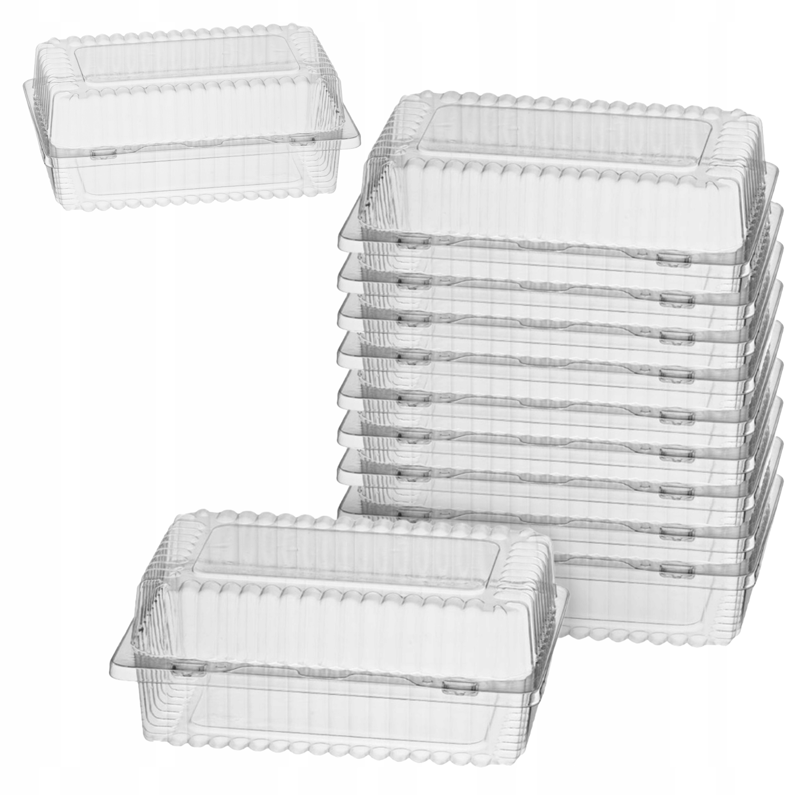 Pojemnik cukierniczy PET K-404 przezroczysty prostokątny 11,5x18x8,5cm do ciast.