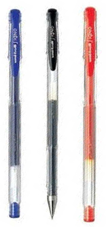 Długopis żelowy UNI UM-100, posiada pigmentowy tusz, wodoodporny i odporny na blaknięcie. Średnica kulki piszącej: 0,5mm, grubość lini pisania: 0,3mm.