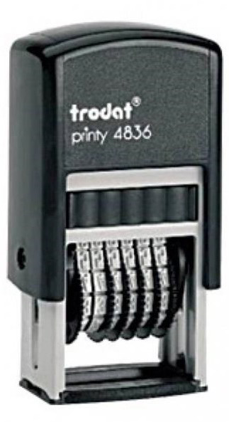 Numerator Trodat Printy 4836 sześciocyfrowy czarny do stemplowania z wysokością cyfr 3,8 mm.