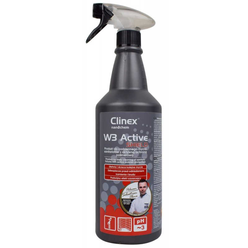 Płyn do łazienek Clinex W3 Active Shield 1l w butelce z rozpylaczem