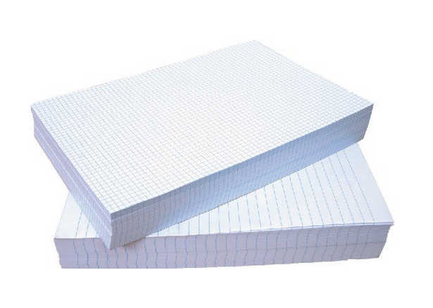 Papier kancelaryjny A3 100 kartek w opakowaniu, format kratkowany i liniowany.