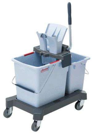 Wózek do czyszczenia Vileda UltraSpeed Professional z dwoma wiadrami 25L i 8L, prasą i wyciskarką na kółkach