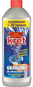 Kret granulki do udrażniania rur 800g z aktywatorem aluminiowym w butelce 500ml