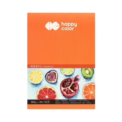 Blok do akrylu A5 Happy Color 10 kartek 360g/m2 z pomarańczową okładką