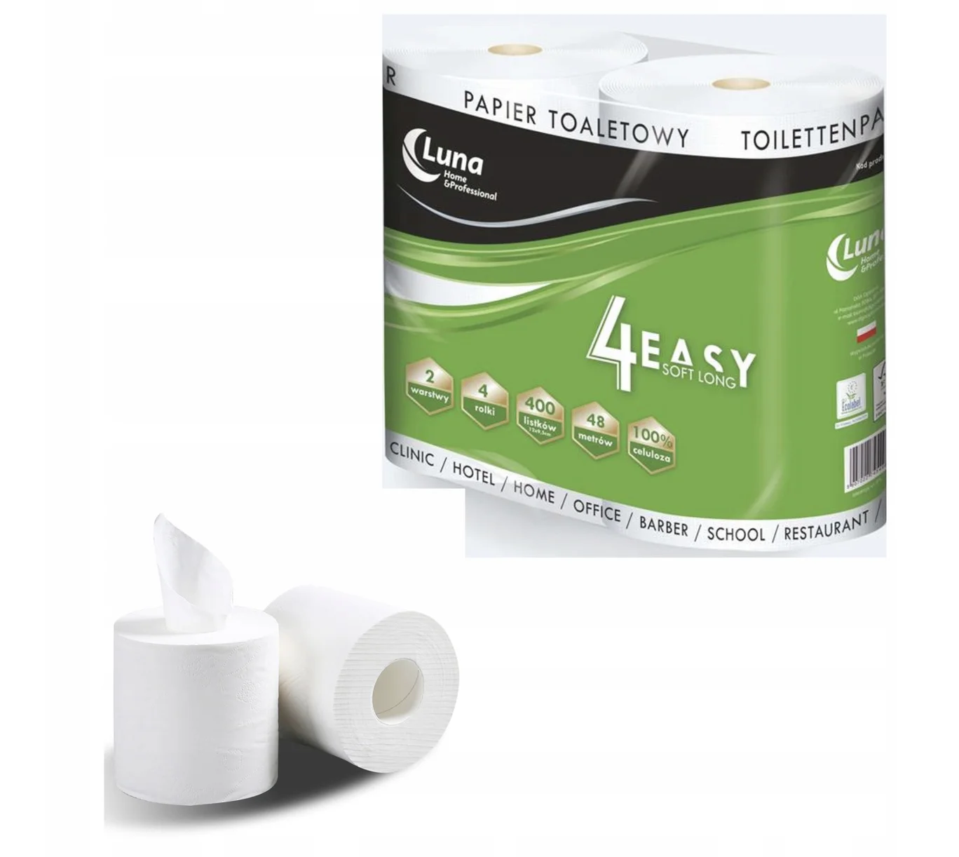 Papier toaletowy LUNA 4EASY 4 rolki Soft Long 2 warstwowy 48mb