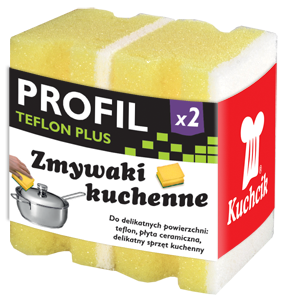 Zmywaki kuchenne Kuchcik Profil Teflon Plus 2 sztuki dwuwarstwowe żółte do teflonu