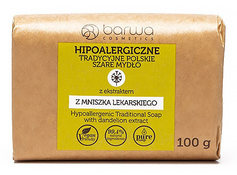 Barwa mydło szare hipoalergiczne 100 g w papierowym opakowaniu z etykietą żółtą